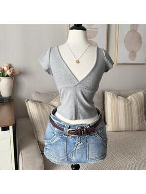 Tiger Mist Ribbed Wrap Top